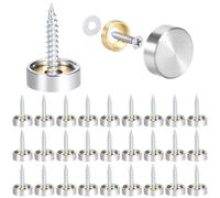 Zliger 20 pièces Vis à Miroir 16mm Miroir Décoratif Vis Acier Inoxydable Couvercle Cap Clous CacheCouvercle Clous