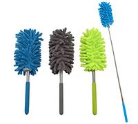 Zliger 3 Pièces TéLescopique Plumeau,Extensible Pliable Lavable Plumeau Chenille Brosse à Poussière Balayette Microfibre Duster pour La Maison Le Bureau et Les Voitures