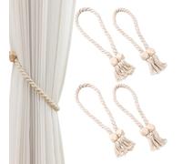 Zliger 4 pcs Embrasse Rideau magnétique, Embrasse Rideau, Embrasse Rideau arrière, Coton Naturel, tissé à la Main, pour Rideaux de fenêtre (Le Carré Magique du Code Moyen)