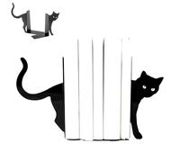 Zliger Serre-livres en métal, lot de 2 supports à livres de Noire, serre-livres noirs, décoratifs, pour les amoureux des livres et des chats