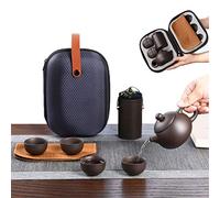 Zliger Service à Thé Kung Fu Ensemble De Théière Argile Pourpre Avec 1 Théière + 4 Tasses à Thé + 1 Tapis à Thé + 1 Seau à Thé + Sac De Protection Portable pour Pique-Nique en Plein Air
