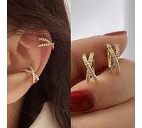 ZLING 2 Pièces Punk Or Oreille Manchette Oreille Clip pour Femmes Pas De Piercing C Forme Géométrique Faux Cartilage Pince Boucles d'oreilles Bijoux De Mariage