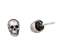 ZLING 925 Argent Sterling Gothique Crâne Boucles d'oreilles pour Hommes Créatif Punk 925 Argent Boucle d'oreille Crâne Oreille Broche Fin Bijoux