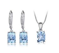 ZLING 925 Bijoux en Argent Sterling Créé Boucles d'oreilles Topaze Bleu Ciel Collier Cadeaux De Mariage Élégants pour Les Femmes Ensembles De Bijoux Fins