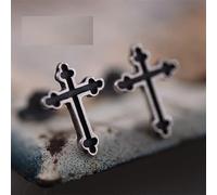 ZLING 925 Sterling Silver Cross Stud Boucles d'oreilles Vintage Christianisme Croix Oreille Goujons Gothique Hommes Boucle d'oreille