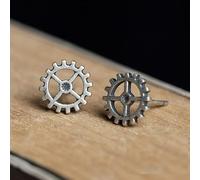 ZLING 925 Sterling Silver Punk Steam Gear Boucles d'oreilles pour Hommes Femmes Goujons d'oreille Gothique Boucle d'oreille Piercing Bijoux
