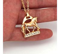 ZLING Cristal Cheval Étrier Et Cheval Pendentif Collier Deux Couleurs Or Et Argent Couleur Cheval Colliers Bijoux Cadeau