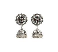 ZLING Ethnique Rétro Or Argent Couleur Vague Fleur Indien Jhumka Boucles d'oreilles pour Femmes Vintage CZ Cloche Gland Boucles d'oreilles Pendantes