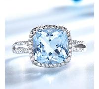ZLING Romantique Créé Ciel Bleu Topaze Pierres Précieuses Aigue-Marine Anneaux 925 Anneaux en Argent Sterling pour Les Femmes Cadeau De Fiançailles Bijoux Fins