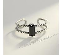 ZLING Vintage Solide Thaïlandais 925 en Argent Sterling Ouvert Anneaux pour Femmes Bijoux Fins Fête Noir CZ Bague Joyas De Plata Cadeau