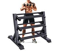 Zlinke Support d'haltères courts, 3 étagères, support de rangement pour haltères, 45 x 96 x 86 cm, pour la salle de gym à domicile, pour haltères, kettlebells 500 kg