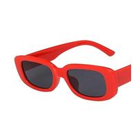 ZLINXI Lunettes de Soleil Femmes, Lunettes de Soleil Petit Rectangle Lunettes de Soleil Femmes Ovale Vintage carré Lunettes de Soleil for Femmes Nuances Femme Lunettes (Color : 05 Red, Size : A)