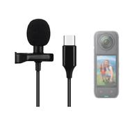 ZLiT Microphone cravate pour appareil photo Insta360 X4 USB-C omnidirectionnel à clipser pour enregistrement, podcast, jeux et interview (noir)