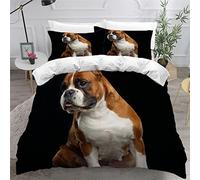 ZLKEJI 3D Chien de Compagnie Housse de Couette 220x240cm,Chien Boxer Allemand Parure de Lit,Noir Animal Chien Housse Couette Enfants Garçon Fille 2 Personne,2 Taies d'Oreillers 50x75cm