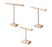 ZLKRHAK 1 lot de 3 présentoirs à bijoux en bois en forme de T - Étagère de rangement pour bijoux - Convient pour montres, bracelets, colliers.