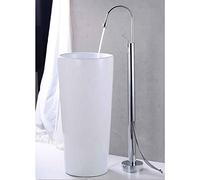 ZLLFHS N/A Remplisseur autoportant, baignoire à montage au sol, poignée en laiton, robinet mitigeur de lavabo sur piédestal, robinet de baignoire à fonction unique avec bec pivotant à 360 degrés, A