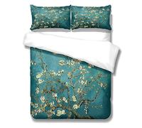 ZLLHAPPY Housse de Couette Enfant Garcon Van Gogh Peinture À l'huile Fleur D'Amandier:Housse de Couette 3 Pièces Ensemble, Literie 3D avec 2 Pillow Shams Ultra Soft Easy Care- 240X260