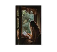 ZLLJXFZZ Affiche murale moderne à suspendre avec inscription « A Woman Writing A Letter by The Window », nostalgie et émotion, 50 x 75 cm