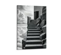 ZLLJXFZZ Affiches d'art, peintures de décoration murale, simple, escaliers sur le bord de la falaise, art mural, décoration murale moderne, affiche d'art à suspendre, 50 x 75 cm