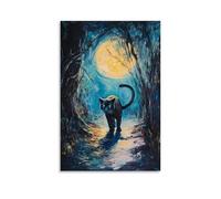 ZLLJXFZZ Peinture à l'huile animalière Panthère ombre au clair de lune Art mural décoration moderne à suspendre Poster 40 x 60 cm