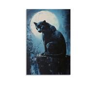 ZLLJXFZZ Peinture à l'huile animalière Panthère ombre au clair de lune Art mural décoration moderne à suspendre Poster 40 x 60 cm