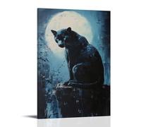 ZLLJXFZZ Peinture à l'huile animalière Panthère ombre au clair de lune Art mural décoration moderne à suspendre Poster 50 x 75 cm