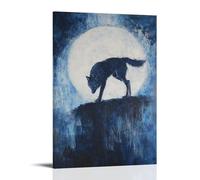 ZLLJXFZZ Peinture à l'huile - Poster animal - Lune loup dans l'allégorie symbolique - Décoration murale moderne à suspendre - 20 x 30 cm
