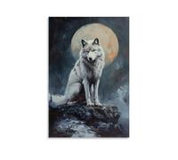 ZLLJXFZZ Peinture à l'huile - Poster animal - Lune loup dans l'allégorie symbolique - Décoration murale moderne à suspendre - 50 x 75 cm