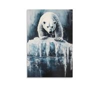 ZLLJXFZZ Peinture à l'huile représentant un ours polaire solitaire sur un iceberg - Décoration murale moderne à suspendre - 40 x 60 cm