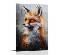 ZLLJXFZZ Peinture à l'huile représentant un renard magique aux yeux lumineux - Décoration murale moderne à suspendre - 30 x 45 cm