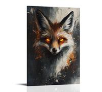ZLLJXFZZ Peinture à l'huile représentant un renard magique aux yeux lumineux - Décoration murale moderne à suspendre - 40 x 60 cm