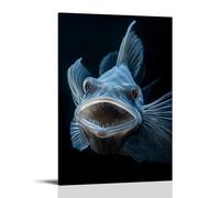 ZLLJXFZZ Poster animal abyssal, poisson pêcheur des mers profondes, décoration murale moderne à suspendre, 40 x 60 cm