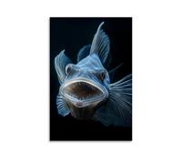 ZLLJXFZZ Poster animal abyssal, poisson pêcheur des mers profondes, décoration murale moderne à suspendre, 60 x 90 cm