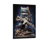 ZLLJXFZZ Poster animal - Décorations murales - Tous les chats armés - Art mural moderne à suspendre - 20 x 30 cm