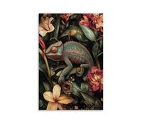 ZLLJXFZZ Poster animal Mirage chromatique - Le caméléon hypnotique dans l'opulence botanique Décoration murale moderne à suspendre 20 x 30 cm