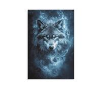 ZLLJXFZZ Poster animal mystique, esprit loup - Décoration murale moderne à suspendre - 60 x 90 cm
