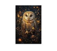 ZLLJXFZZ Poster animal mystique, oracle hibou art mural décoration moderne à suspendre 30 x 45 cm