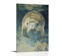 ZLLJXFZZ Poster animal peinture à l'huile lamantin printemps cristal décoration murale moderne à suspendre affiche d'art 20 x 30 cm