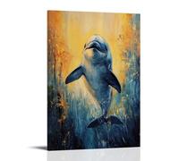 ZLLJXFZZ Poster animal peinture à l'huile Vaquita Golfe Twilight art mural décoration moderne à suspendre affiche d'art 50 x 75 cm
