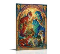ZLLJXFZZ Poster bestiaire de créature mythique - Décoration murale moderne à suspendre - 30 x 45 cm