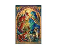 ZLLJXFZZ Poster bestiaire de créature mythique - Décoration murale moderne à suspendre - 40 x 60 cm