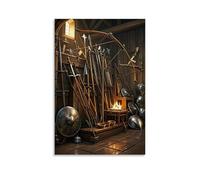 ZLLJXFZZ Poster d'armurerie médiévale - Décoration murale moderne à suspendre - 40 x 60 cm