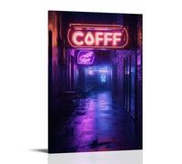 ZLLJXFZZ Poster de café Cyberpunk, néon - Décoration murale moderne à suspendre - 30 x 45 cm