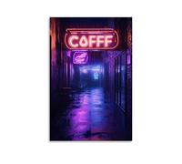 ZLLJXFZZ Poster de café Cyberpunk, néon - Décoration murale moderne à suspendre - 40 x 60 cm