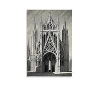 ZLLJXFZZ Poster de croquis d'architecture gothique - Décoration murale moderne à suspendre - 30 x 45 cm
