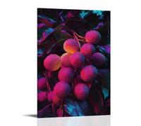 ZLLJXFZZ Poster de fruits Cyberpunk, litchi néon - Décoration murale moderne à suspendre - 50 x 75 cm