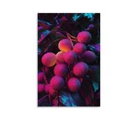 ZLLJXFZZ Poster de fruits Cyberpunk, litchi néon - Décoration murale moderne à suspendre - 60 x 90 cm