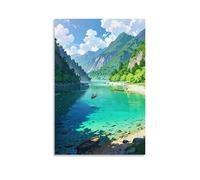 ZLLJXFZZ Poster de paysage à suspendre sur un lac, une rive - Décoration murale moderne - 20 x 30 cm