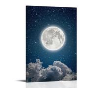 ZLLJXFZZ Poster de paysage d'une pleine lune se levant dans les nuages et les étoiles Décoration murale moderne à suspendre 60 x 90 cm