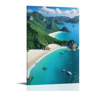 ZLLJXFZZ Poster de paysage d'une zone de plage sur deux petites îles proches l'une de l'autre Décoration murale moderne à suspendre 60 x 90 cm